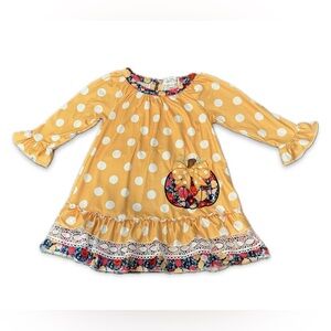 Boutique Polka Dot Pumpkin Dress | Girls size L (4T/5T)